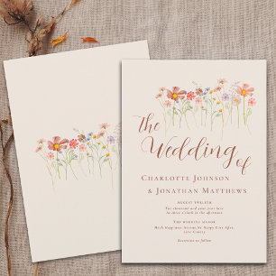 Boho Fall Wildflower Floral Beige Terracotta Invitation