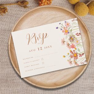 Boho Fall Wildflower Floral Wedding RSVP Card