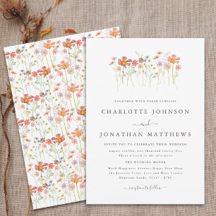 Boho Fall Wildflower Meadow Wedding Invitation