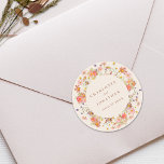 Boho Fall Wildflower Personalised Wedding Classic Round Sticker<br><div class="desc">Show your gratitude in style with this Boho Floral elegant fall beige with burnt orange terracotta typography script custom Wedding Sticker, designed to add a heartfelt and personal touch to your autumn celebration. Featuring a beautiful arrangement of hand-painted wildflowers, this sticker captures the cosy charm of a boho garden meadow...</div>