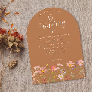 Boho Fall Wildflower Terracotta Wedding Invitation