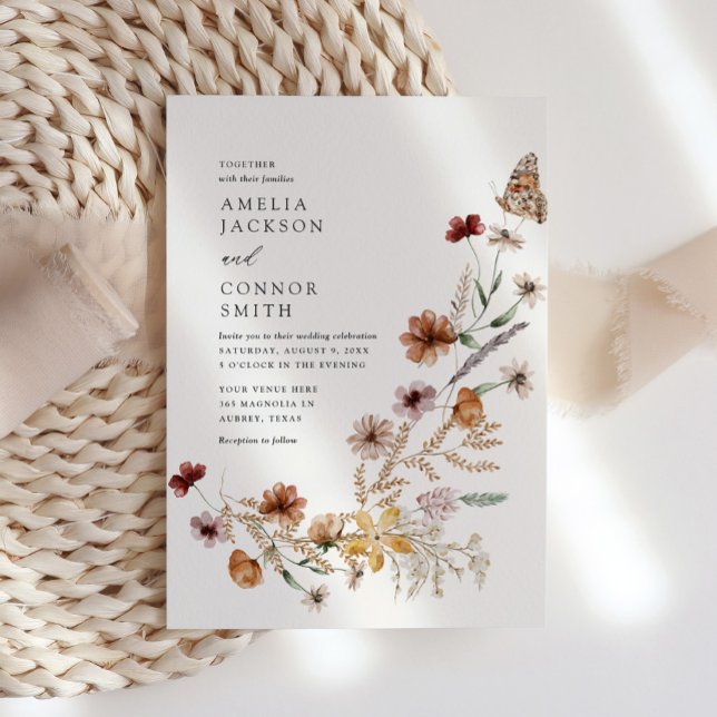 Boho Fall Wildflower Wedding Invitation (Creator Uploaded)