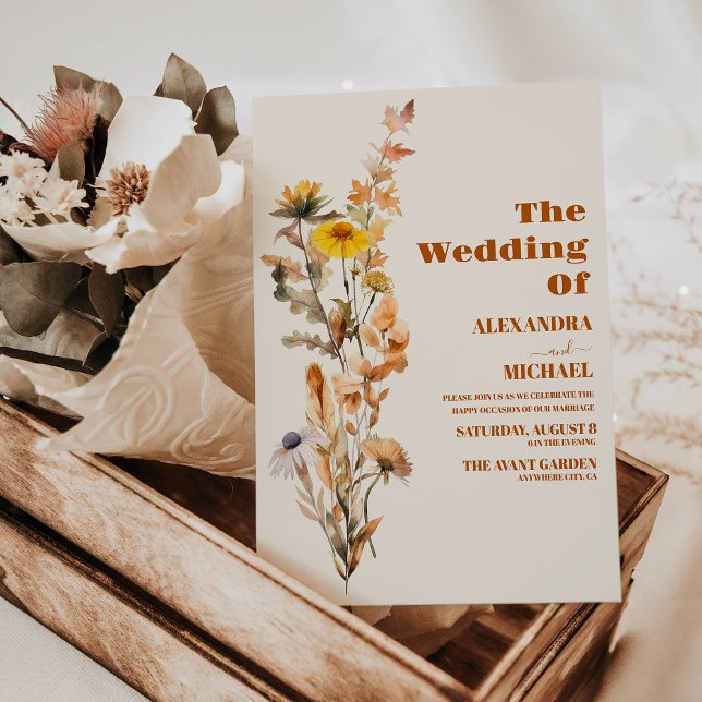 Boho Fall Wildflower Wedding Invitation (Creator Uploaded)