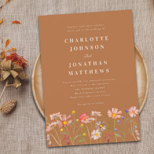 Boho Fall Wildflower Wedding Invitation