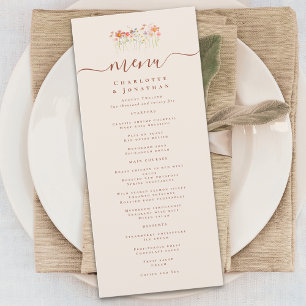 Boho Fall Wildflower Wedding Menu