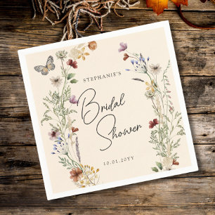 Boho Fall Wildflowers Bridal Shower Napkin