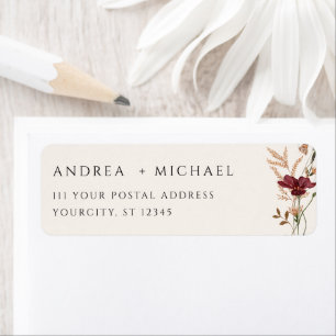 Boho Fall Wildflowers Wedding Return Address