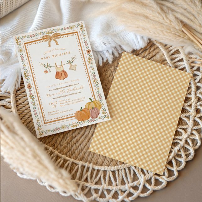 Boho Falling in Love Fall Baby Shower Girl Invitation (Creator Uploaded)