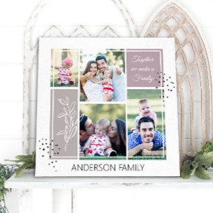 Boho FAMILY Photo Collage Script Modern Quote Canvas Print