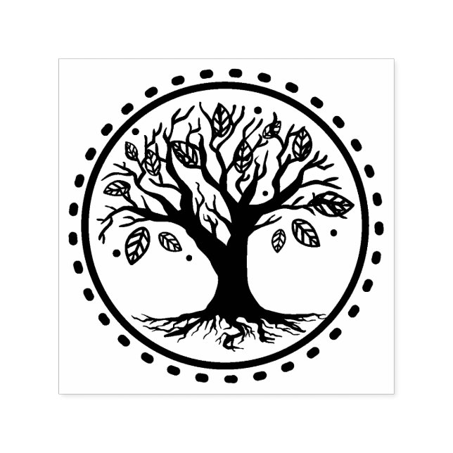 Boho Family Tree Feathers Genealogy Self-inking Stamp (Design)