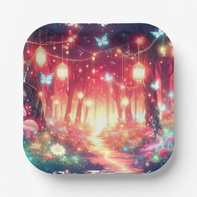  Boho Fantasy Enchanted Forest Baby Shower Paper Plate (Front)