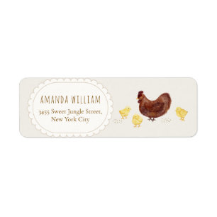 Boho Farm Chicken Baby Shower Return Address