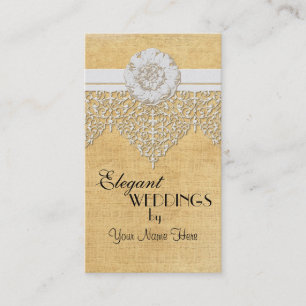 BOHO Faux Burlap n Lace gypsy modern Mod style Business Card