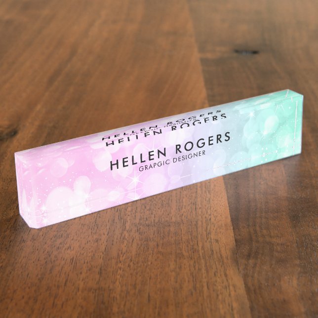 Boho Faux Glitter Nameplate (Side)