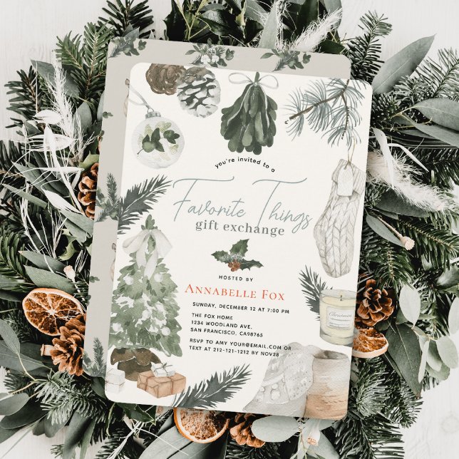 Boho Favourite Things Gift Exchange Holiday Invitation (Creator Uploaded)