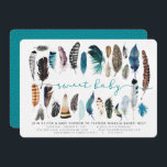 Boho Feather Baby Shower Invitation<br><div class="desc">Boho Bohemian hand drawn watercolor feathers in beautiful blues,  teals,  turquoise and earth tones adorn this chic baby shower invitation.</div>
