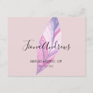 Boho Feather Business Postcard