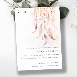 Boho Feather Dreamcatcher Wedding Anniversary Invitation