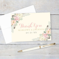 Boho Feather Floral Monogram Wedding