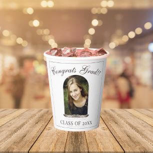 Boho Feather Frame Photo Graduation Party Paper Cups