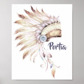 Boho Feather Headdress Wall Art