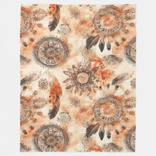 Boho Feather Mandala Fleece Blanket