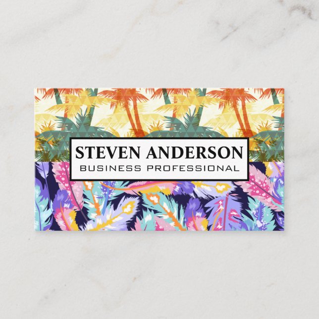Boho Feather | Palm Geometric  Business Card (Front)