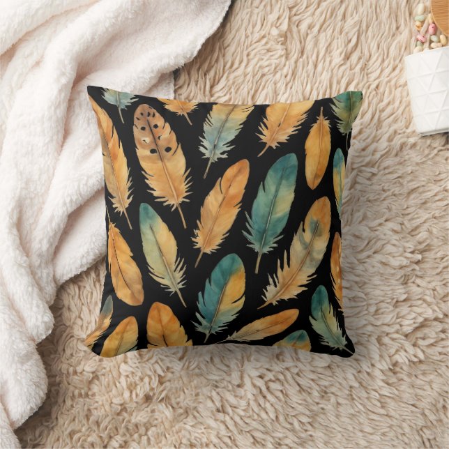 Boho Feather Pattern  Cushion (Blanket)