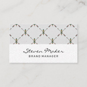 Boho Feather Pattern   Dot Pattern Business Card