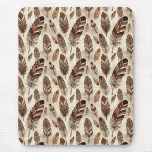 Boho Feather Pattern Mouse Pad