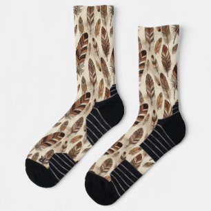 Boho Feather Pattern Socks