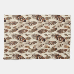 Boho Feather Pattern Tea Towel