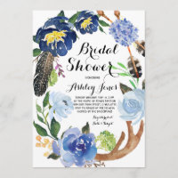 Boho feathers Bridal Shower Invitation