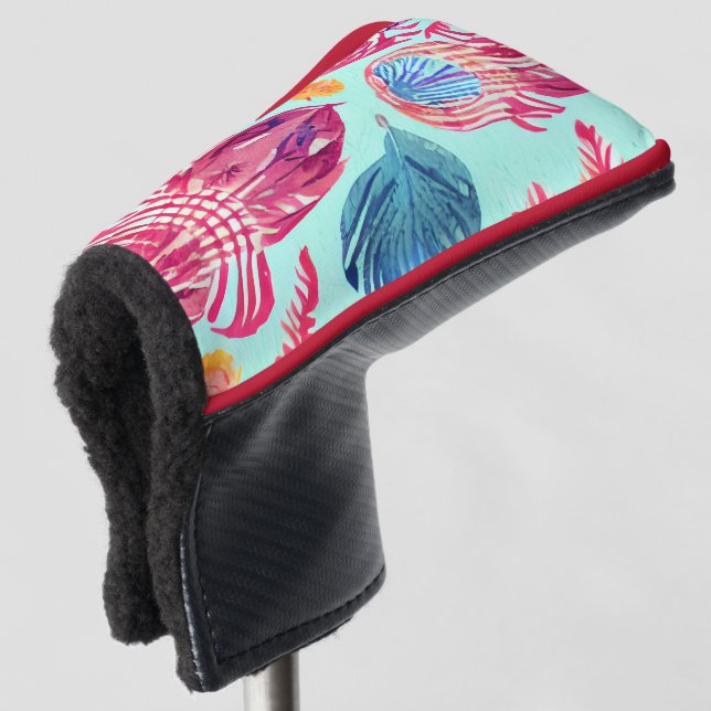 Boho Feathers Pattern Golf Head Cover (3/4 Front)