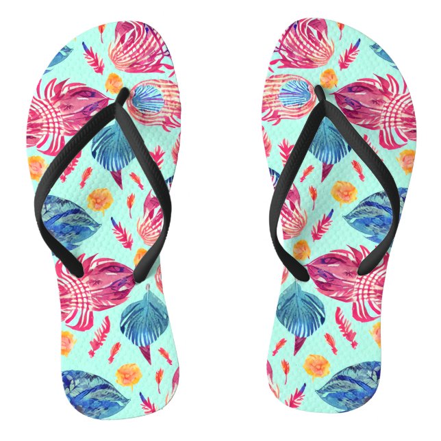 Boho Feathers Pattern Jandals (Footbed)