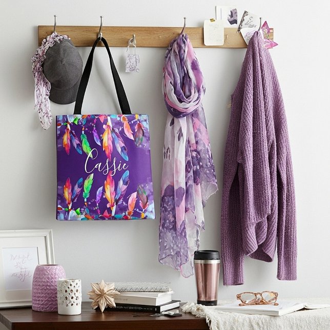 Boho feathers personalised Tote Bag (Creator Uploaded)