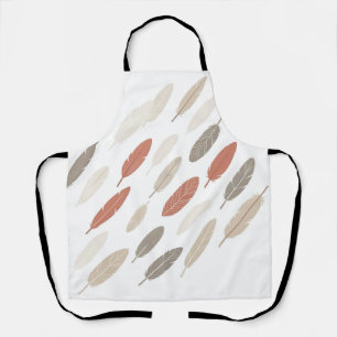 Boho Feathers Rust Taupe Diagonal Pattern Apron