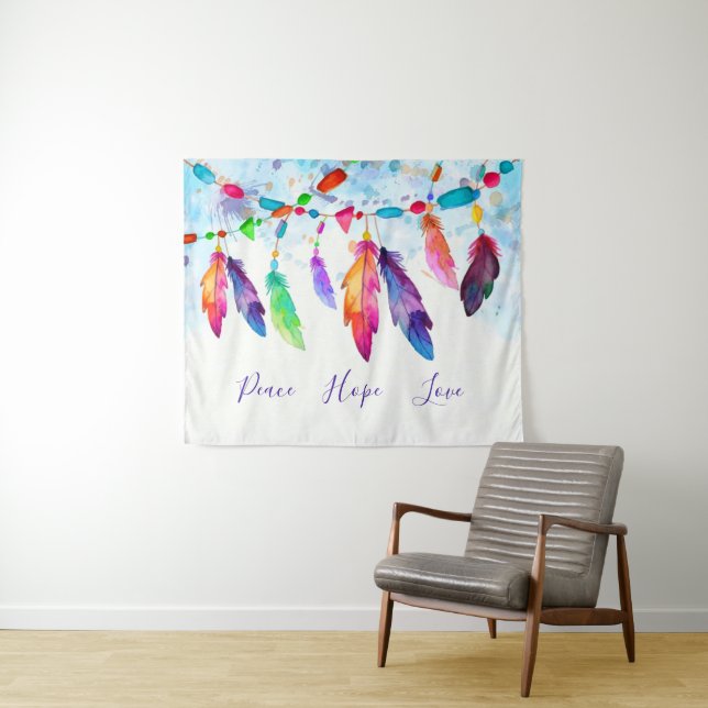 Boho feathers  tapestry (In Situ (Horizontal))