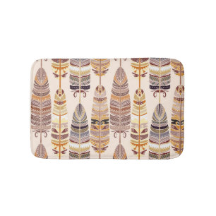 Boho Feathers: Tribal Seamless Pattern Bath Mat