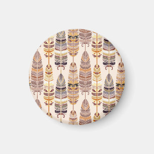 Boho Feathers: Tribal Seamless Pattern Magnet