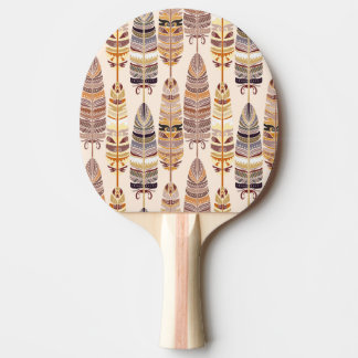 Boho Feathers: Tribal Seamless Pattern Ping Pong Paddle