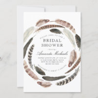 Boho Feathers Western Desert Beige Bridal Shower