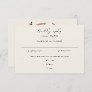 Boho Feathers Wreath Meal Choice Wedding RSVP Card