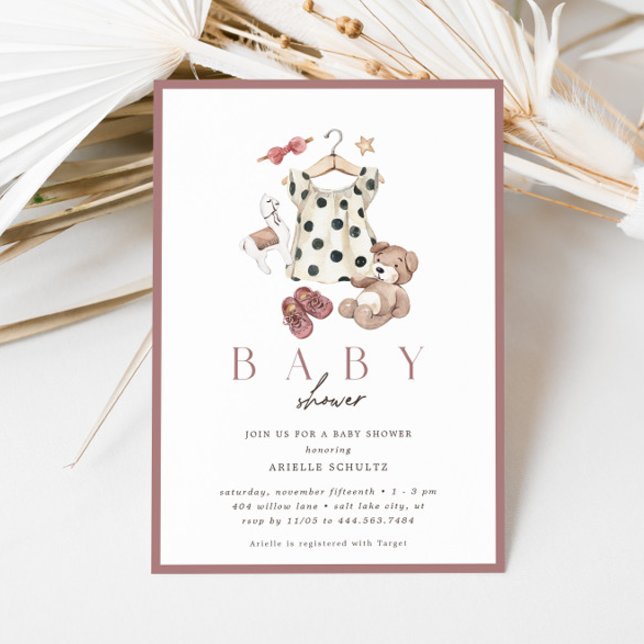 Boho Feminine Girls Rustic Vintage Baby Shower Invitation (Creator Uploaded)