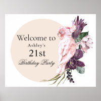 Boho Feminine Tropical Pink Parrot 21st Birthday