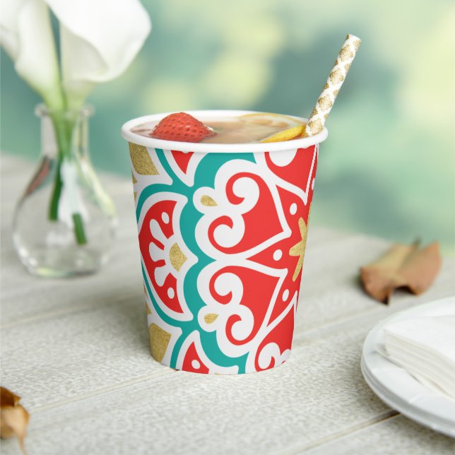 Boho Fiesta Geometric Paper Cups (Insitu)