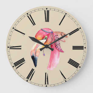 Boho Fiona Flamingo Wall Clock