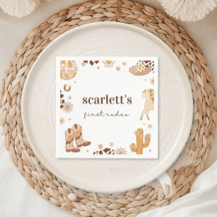 Boho First Rodeo Cowgirl Birthday Napkins