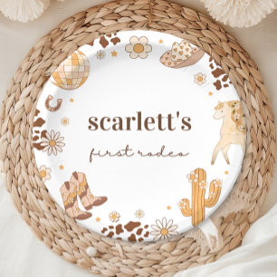 Boho First Rodeo Cowgirl Birthday Paper Plates