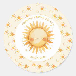 Boho First Trip Around The Sun 1st Birthday Classic Round Sticker